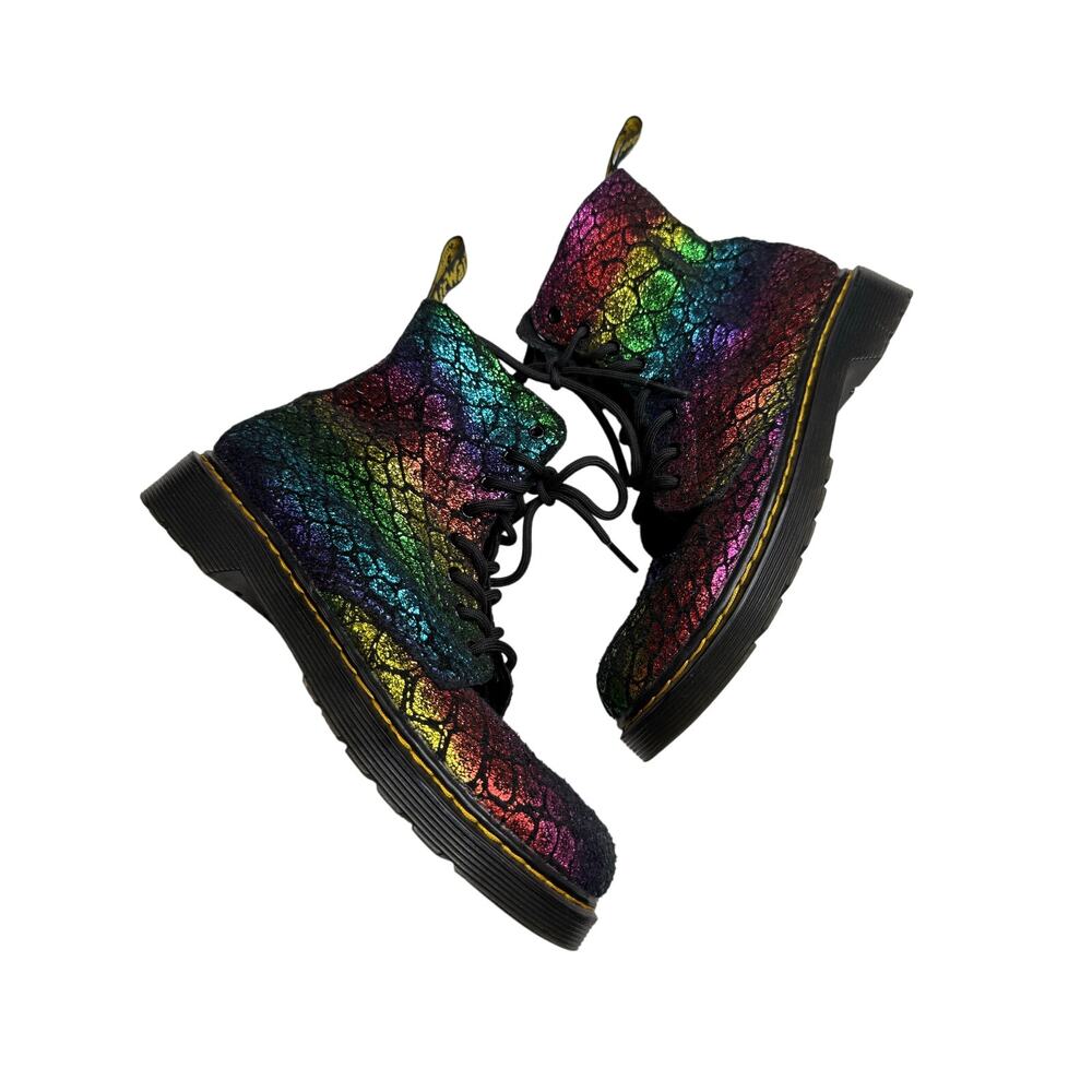 Dr. Marten Boots US 4M/ US 5 L 1460 Pascal Rainbow Croc Metallic Zip Up Suede